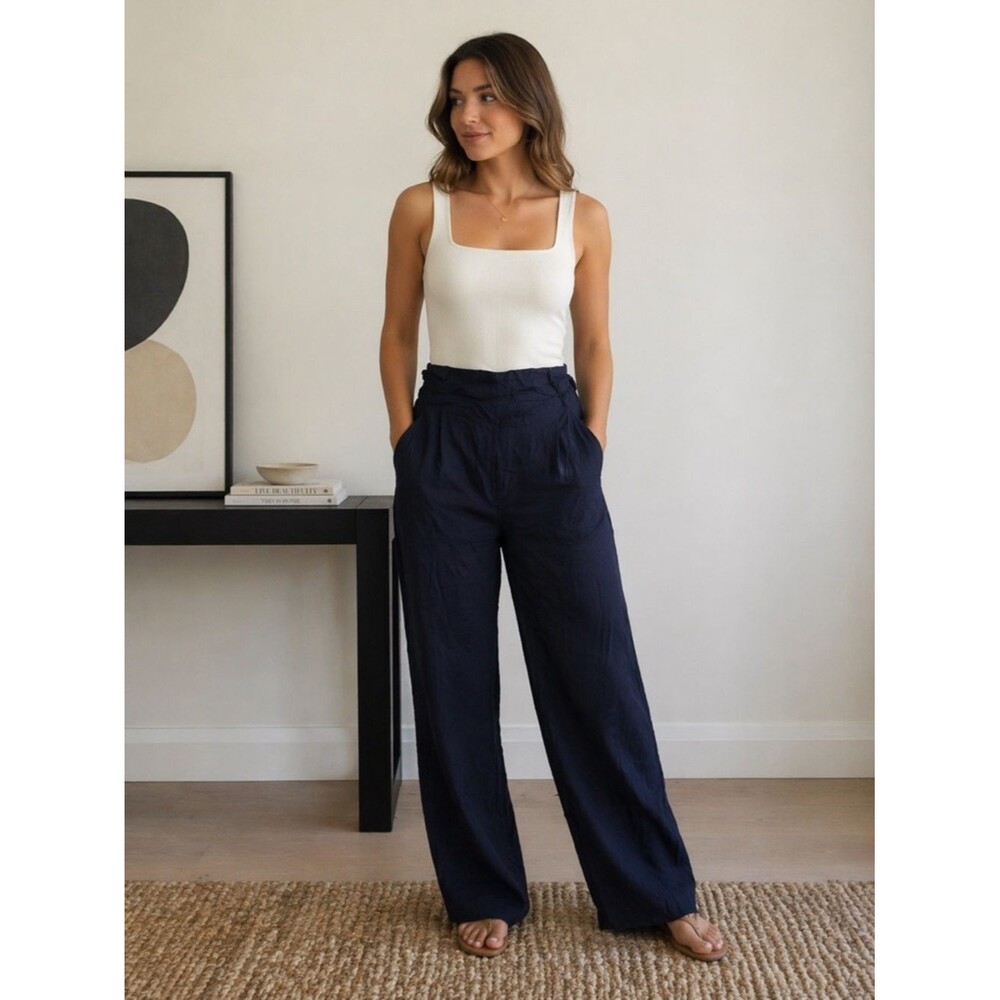 Wilfred Navy Wide Leg Pants